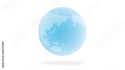 浮かぶ青い美しい地球。近未来のイメージ（日本列島中央）