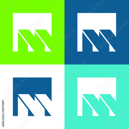 Brasilia Metro Logo Flat four color minimal icon set