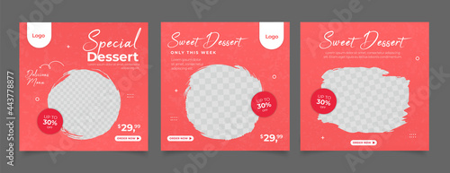 Sweet dessert banner for social media post template.