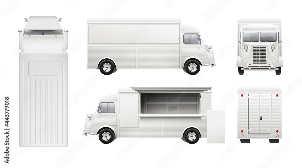 Vector street food truck blank mockup template for Brand Identity Vector street food truck blank mockup template for Brand Identity