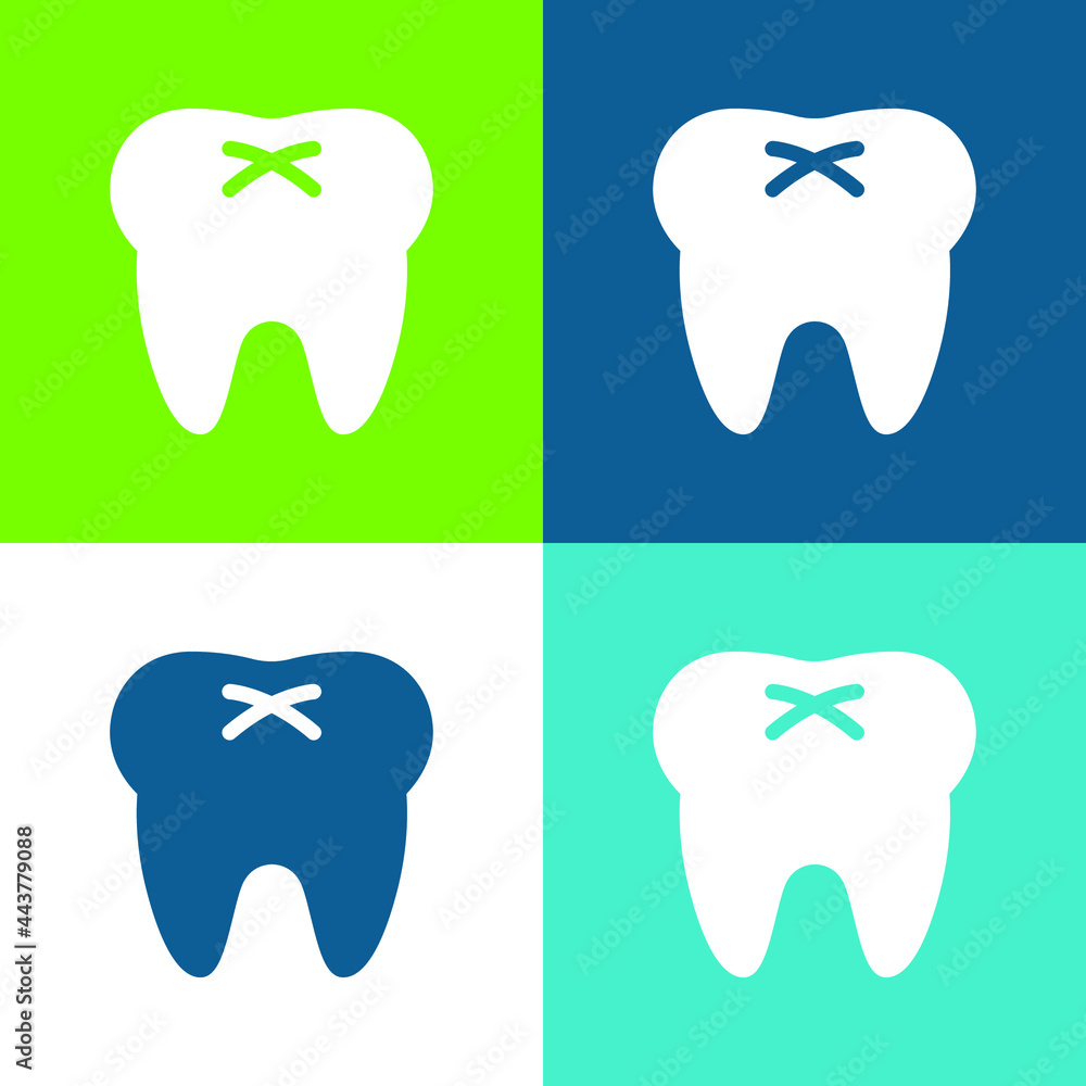 Big Tooth Flat four color minimal icon set Big Tooth Flat four color minimal icon set