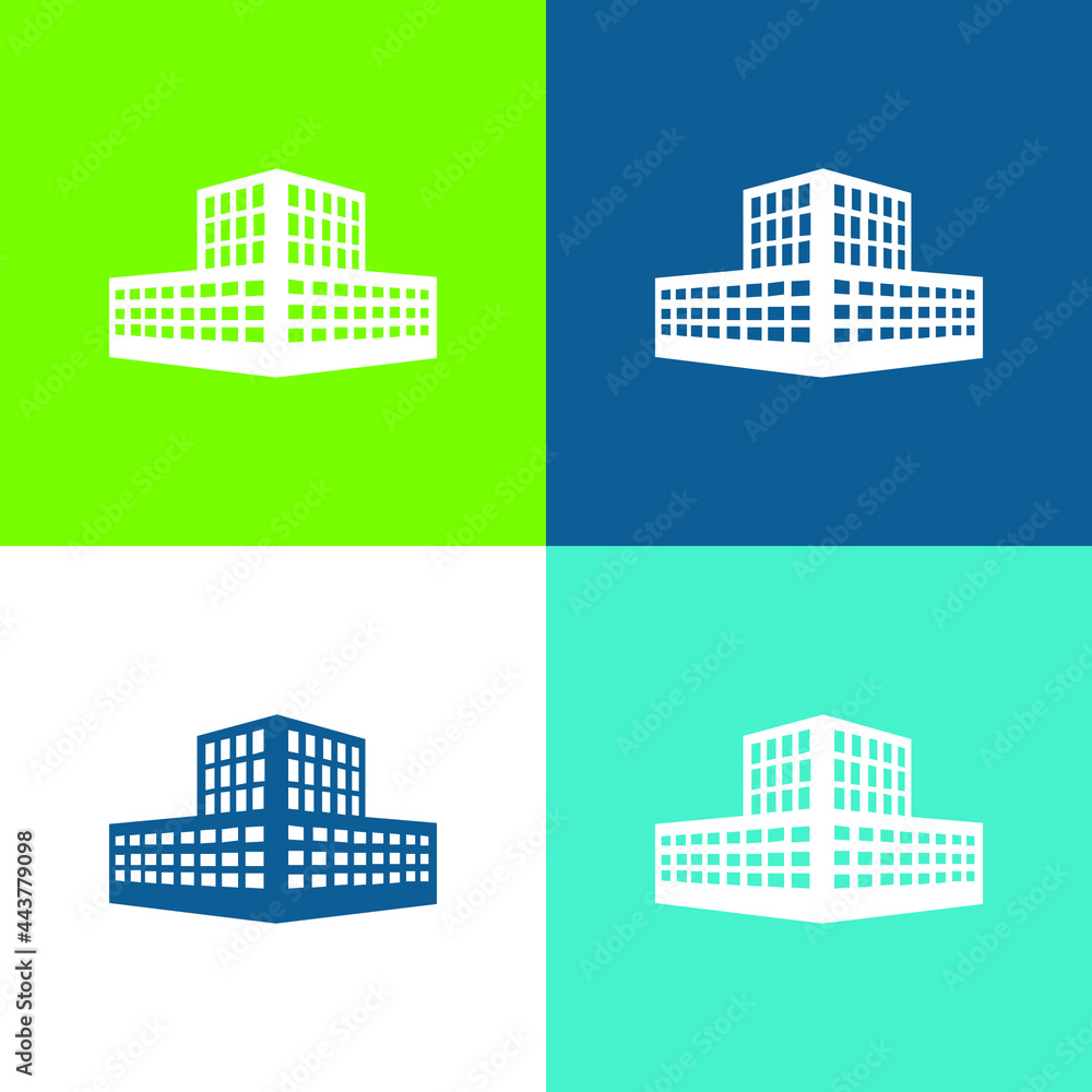 Naklejka premium Big Building Flat four color minimal icon set