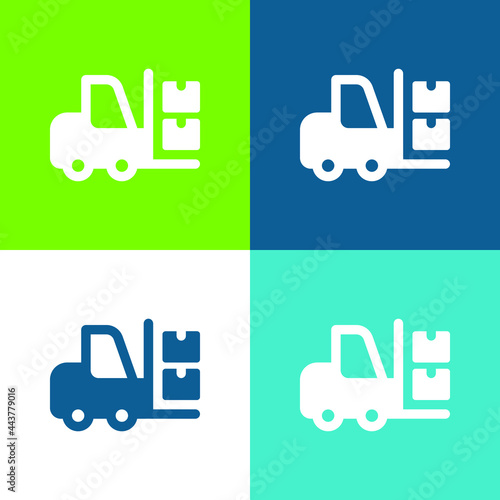 Boxes Flat four color minimal icon set