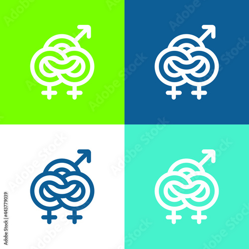 Bisexual Flat four color minimal icon set
