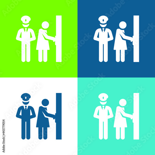 Bodyguard Flat four color minimal icon set