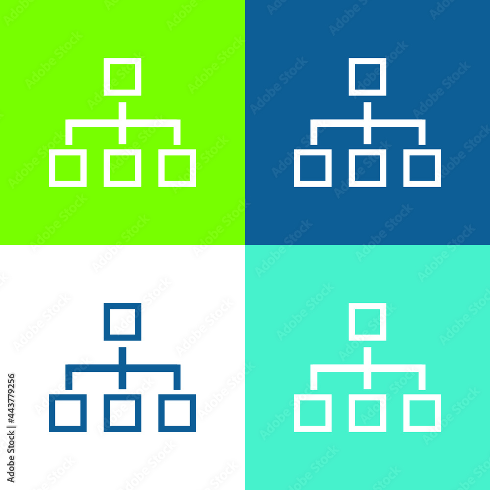 Obraz premium Block Scheme Of Four Squares Outlines Flat four color minimal icon set