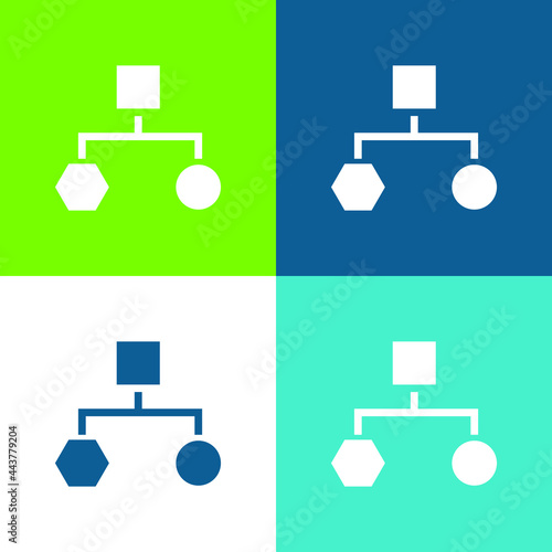 Block Schemes Of Black Shapes Flat four color minimal icon set
