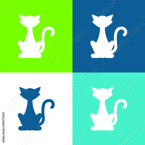 Black Cat Flat four color minimal icon set