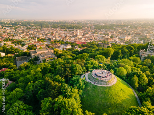 aerial view of lviv observation desk place opening view of old city center