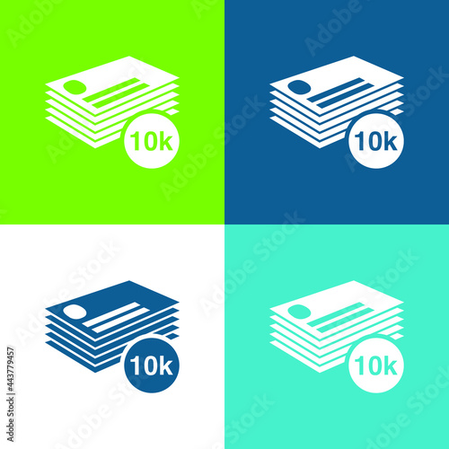 10k Of Business Cards Stack Flat four color minimal icon set