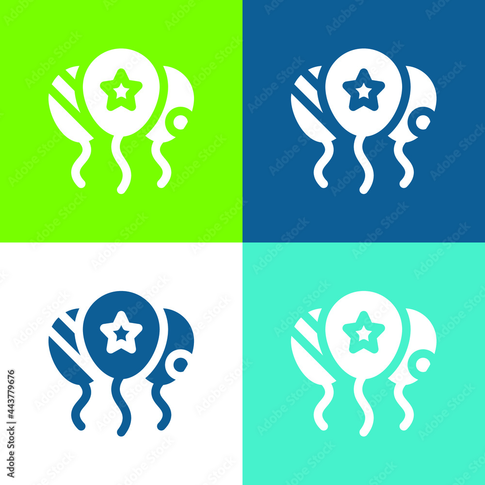 Balloons Flat four color minimal icon set Balloons Flat four color minimal icon set