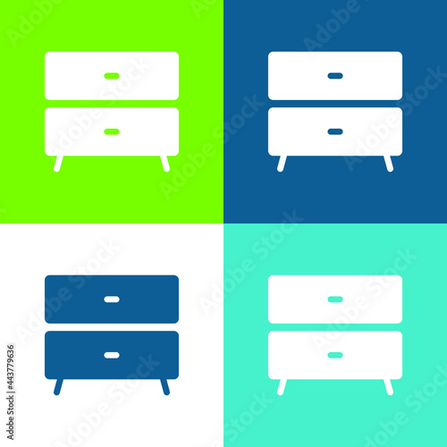Bedside Table Flat four color minimal icon set