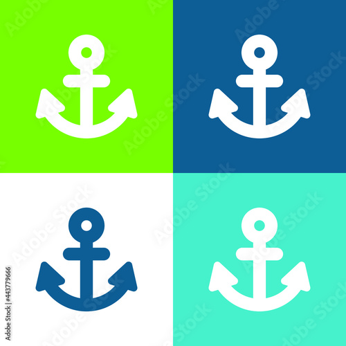 Anchor Flat four color minimal icon set photo