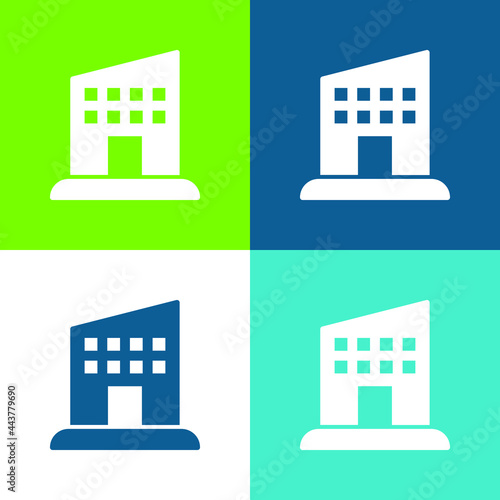 Appartment Flat four color minimal icon set
