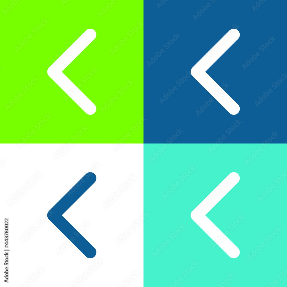 Arrowhead Thin Outline To The Left Flat four color minimal icon set Arrowhead Thin Outline To The Left Flat four color minimal icon set