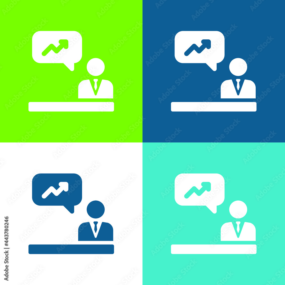 Analytics Flat four color minimal icon set Analytics Flat four color minimal icon set