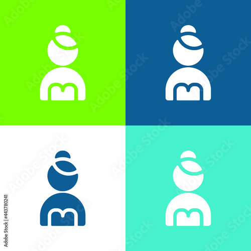 Ballerina Flat four color minimal icon set