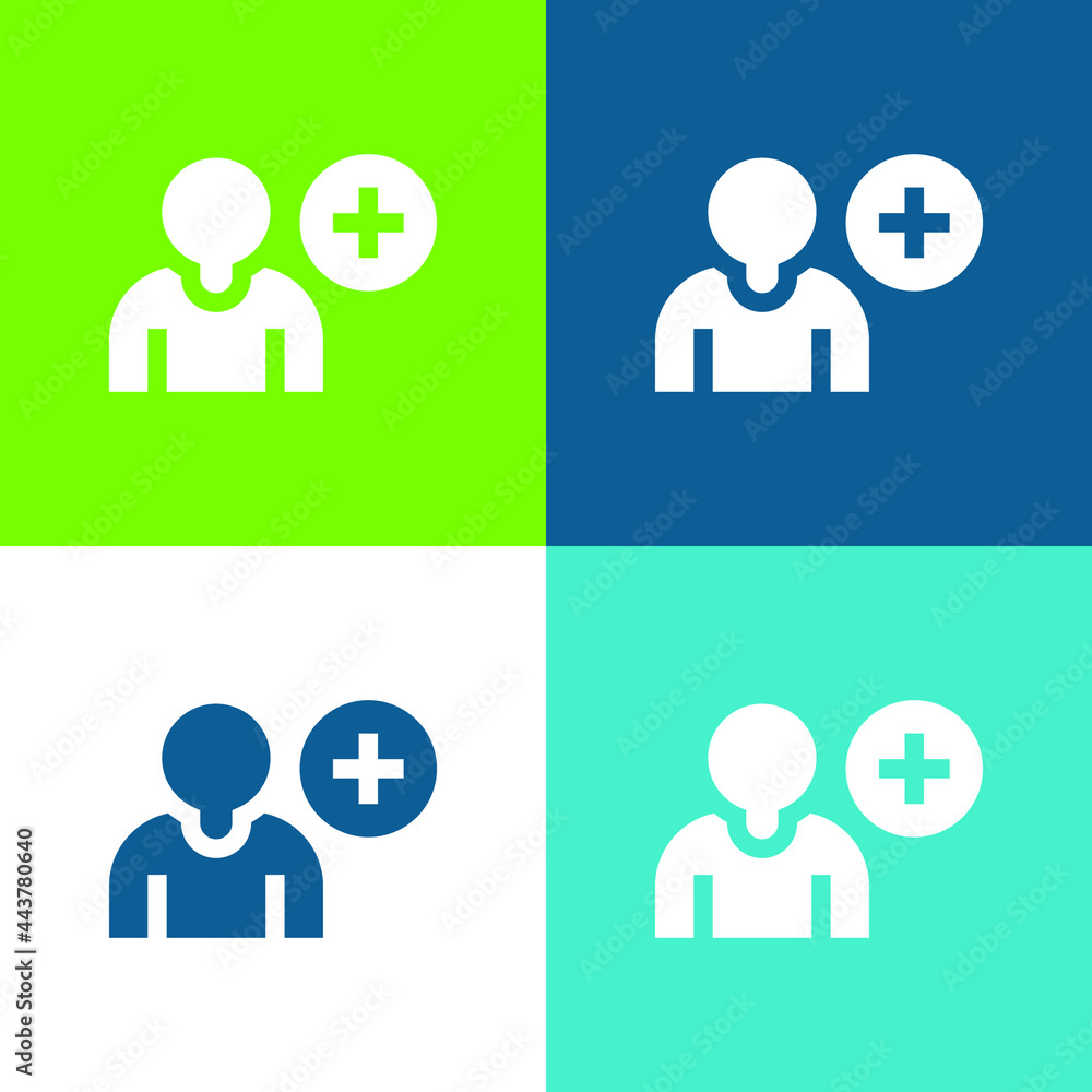 Add Friend Flat four color minimal icon set Add Friend Flat four color minimal icon set