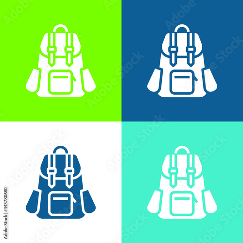 Bag Flat four color minimal icon set