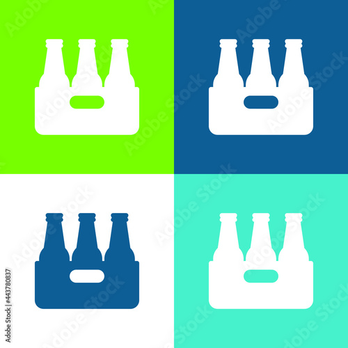Beer Flat four color minimal icon set