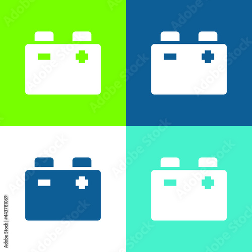 Battery Flat four color minimal icon set