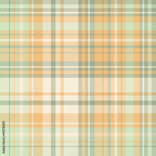 Seamless pattern in light green and orange colors for plaid, fabric, textile, clothes, tablecloth and other things. Vector image.
