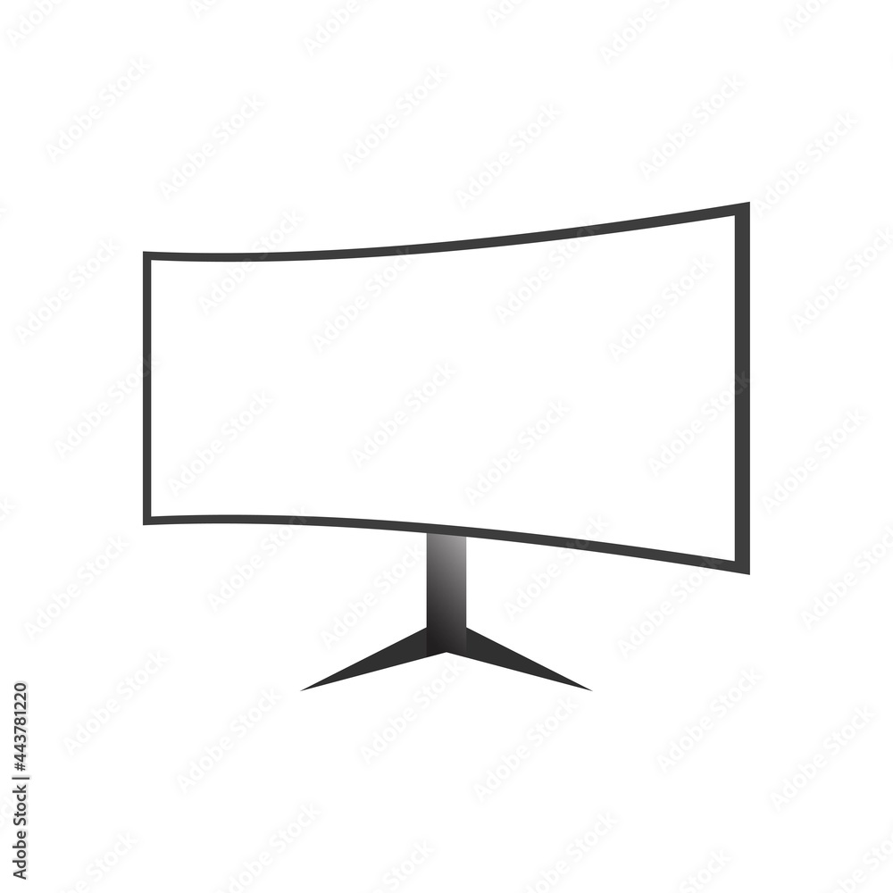 Realistic black modern thin frame display computer monitor vector illustration.