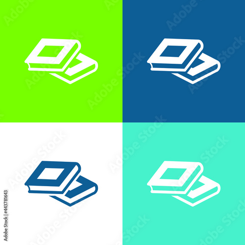 Books Flat four color minimal icon set