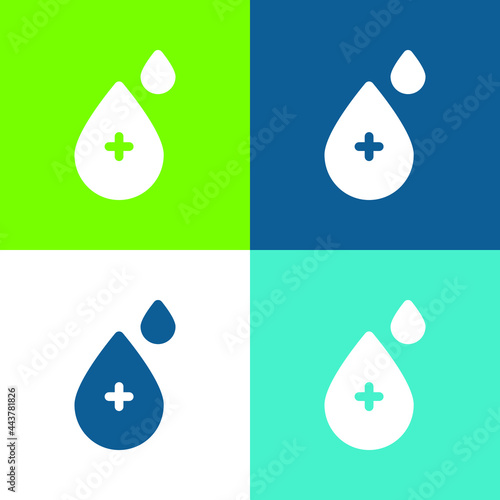 Blood Drop Flat four color minimal icon set