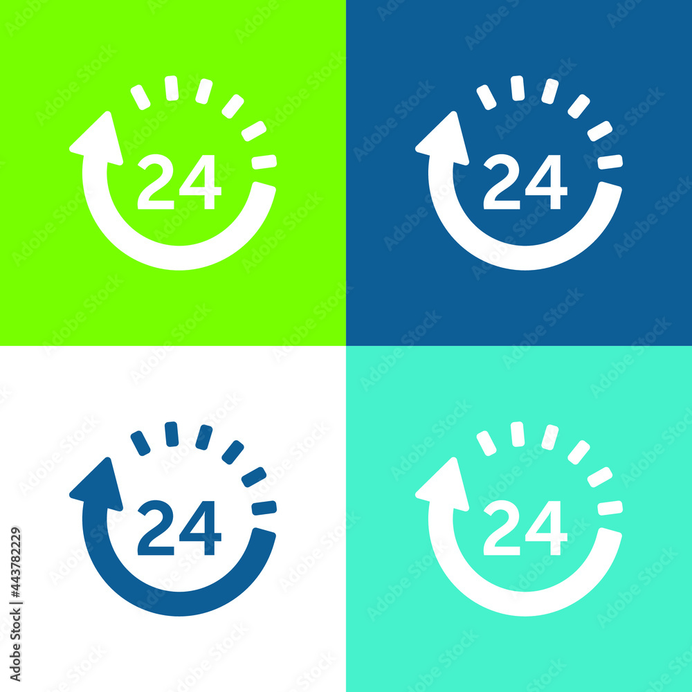 24 Hours Delivery Flat four color minimal icon set 24 Hours Delivery Flat four color minimal icon set