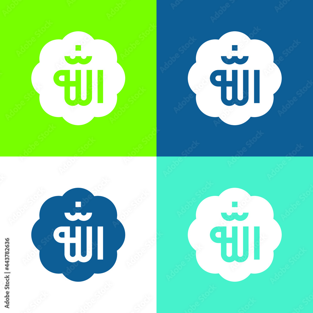 Allah Flat four color minimal icon set Allah Flat four color minimal icon set