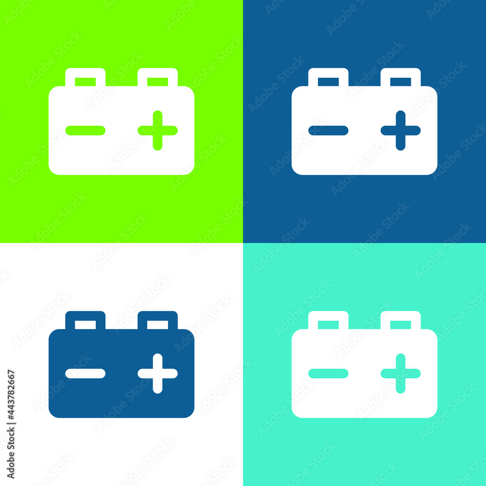 Battery Flat four color minimal icon set Battery Flat four color minimal icon set