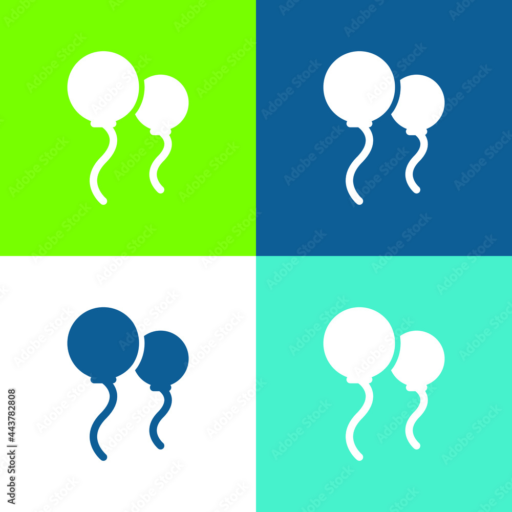Balloons Flat four color minimal icon set Balloons Flat four color minimal icon set