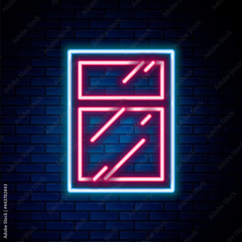 Glowing neon line Cleaning service for windows icon isolated on brick wall background. Squeegee, scraper, wiper. Colorful outline concept. Vector Glowing neon line Cleaning service for windows icon isolated on brick wall background. Squeegee, scraper, wiper. Colorful outline concept. Vector
