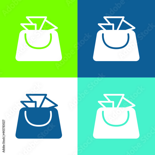 Bag For Ladies Flat four color minimal icon set