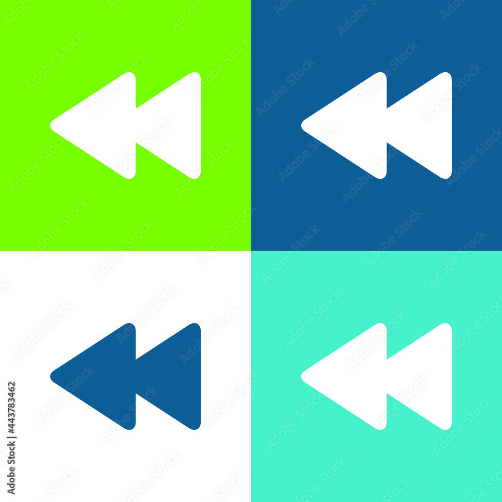 Backward Arrows Couple Flat four color minimal icon set Backward Arrows Couple Flat four color minimal icon set