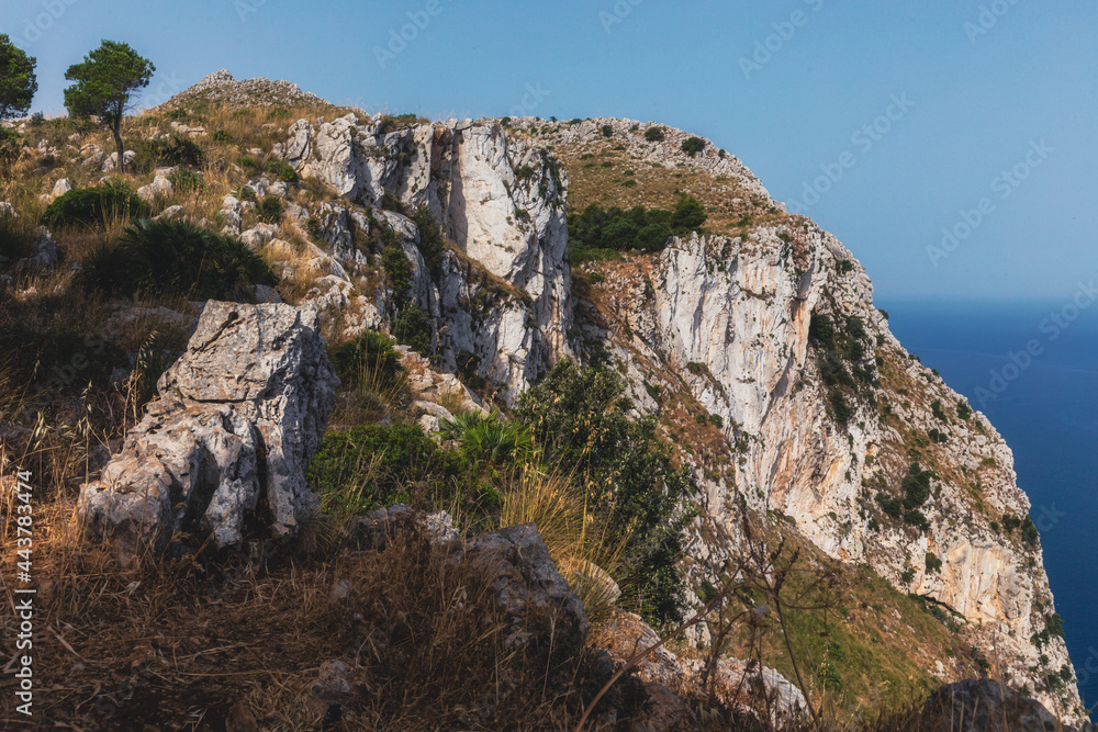 Coastal Mountain of Monte Gallo near Palermo on Sicily in Italy, Europe in Summer