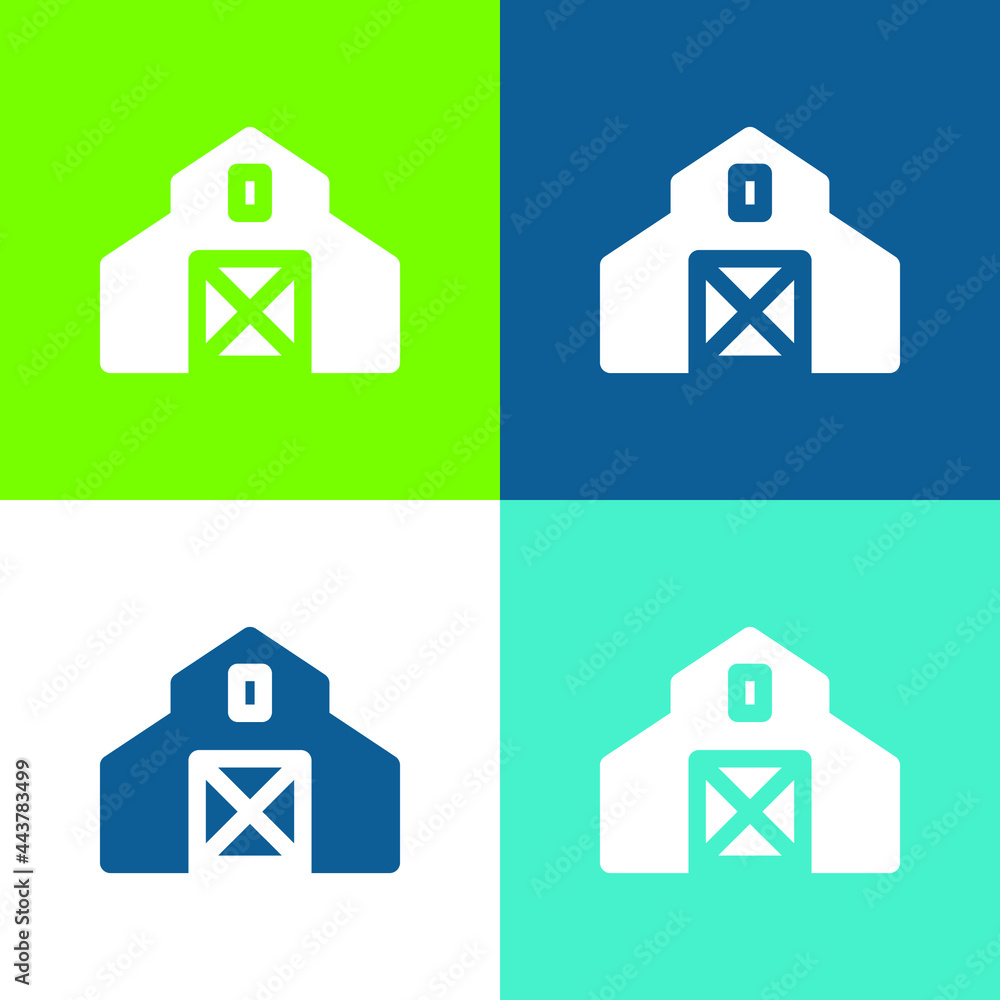 Fototapeta premium Barn Flat four color minimal icon set