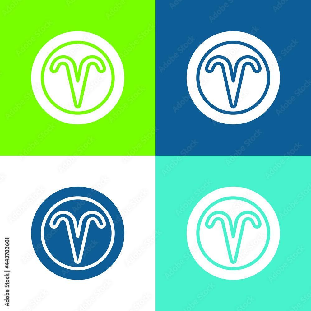 Aries Flat four color minimal icon set Aries Flat four color minimal icon set
