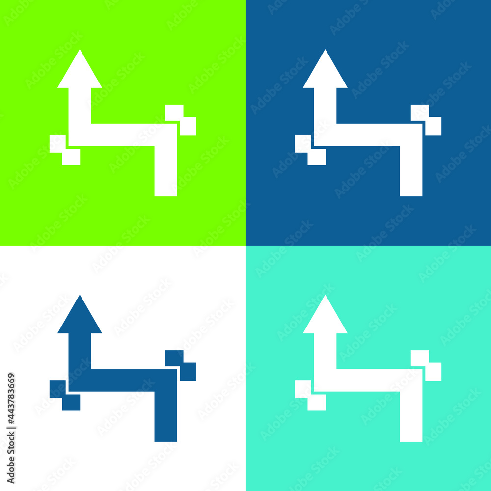 Arrow With Two Straight Angles Flat four color minimal icon set Arrow With Two Straight Angles Flat four color minimal icon set