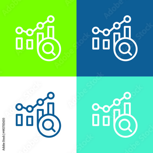 Analytics Flat four color minimal icon set