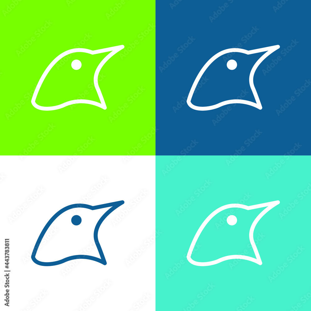 Bird Head Outline Flat four color minimal icon set Bird Head Outline Flat four color minimal icon set