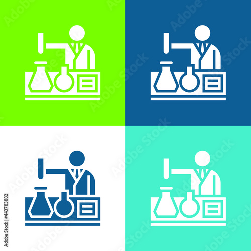 Bioengineering Flat four color minimal icon set