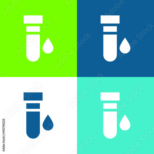 Blood Test Flat four color minimal icon set