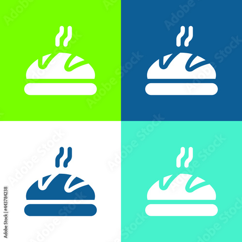 Bread Flat four color minimal icon set