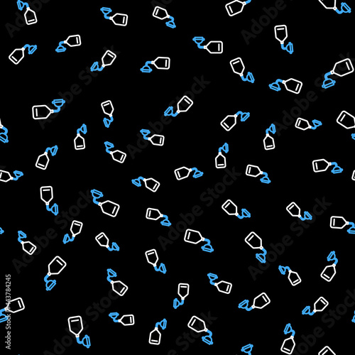 Line Medical oxygen mask icon isolated seamless pattern on black background. Vector