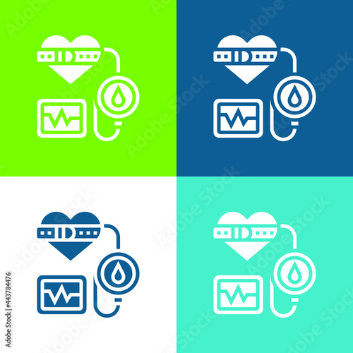 Blood Pressure Flat four color minimal icon set