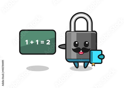 Illustration of padlock character as a teacher