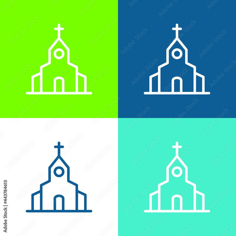 Big Church Flat four color minimal icon set Big Church Flat four color minimal icon set