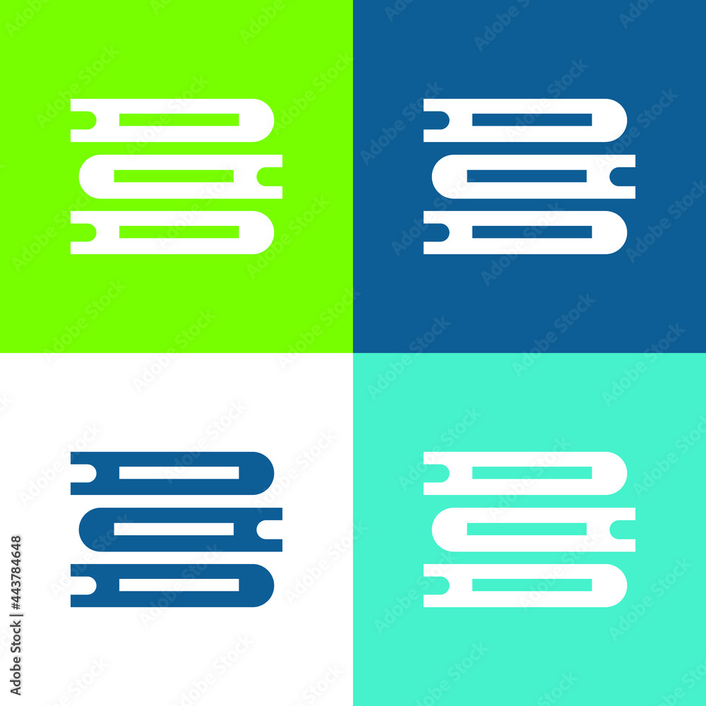Book Flat four color minimal icon set Book Flat four color minimal icon set
